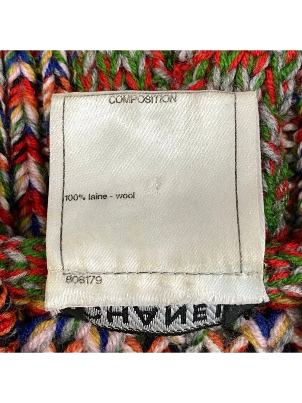 Chanel Middle Gauge Mixed Knit Sweater High Neck 34 Multicolor Wool